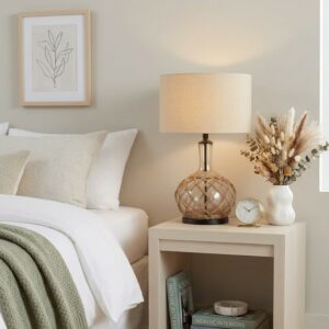 LLT Ivy Table Lamp with glass base and rope weave design