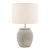Cement bedside lamp with textured drum shade