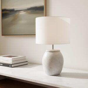 LLT Mixa Table Lamp with cement base and off-white cotton shade