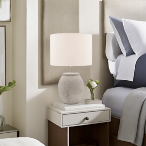 LLT Mixa Table Lamp with cement base and off-white cotton shade