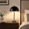 LLT Mushroom Black Table Lamp with dome metal shade and gold base