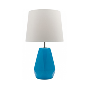 LLT Popsicle Blue Table Lamp with faceted ceramic base and white shade
