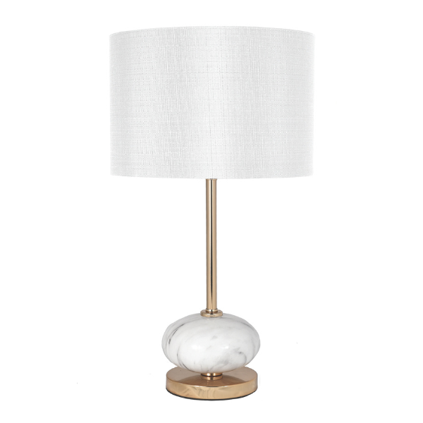 LLT Sicily White Table Lamp with marble base and gold stem