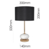 Modern table lamp with black linen shade and marble base