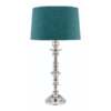 Refined architectural metal lamp with marine blue fabric shade