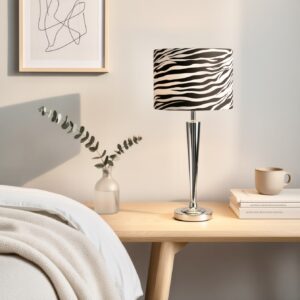 LLT Zoo Table Lamp with chrome base and zebra print shade