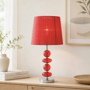 LLT Allsorts Red Table Lamp with chrome base and red glass body