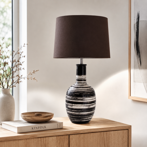 Modern black and white ceramic table lamp for living room
