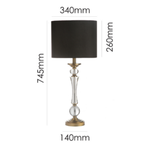 LLT Faith AB Black Table Lamp with antique brass and crystal base