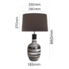 LLT Anise Black Pottery Table Lamp with striped ceramic base and black shade