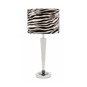 LLT Zoo Table Lamp with chrome base and zebra print shade