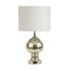 Elegant mercury glass table lamp with white faux silk shade