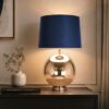 LLT Echo Copper Table Lamp with copper glass base and navy shade