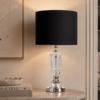 LLT Janelle Silver Black Table Lamp with crystal base and black drum shade