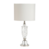 Crystal-cut base lamp with shiny nickel accents