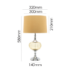 Buttercup yellow glass table lamp with tapered fabric shade