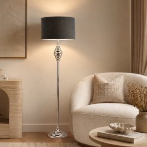 LLF Fibre Chrome Slate Floor Lamp with polished chrome finish
