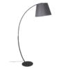LLF Bowie Charcoal contemporary arc floor lamp styled in modern living room interior setting