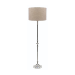 LLF Brooke Linen Sand Floor Lamp with silver plated base and sand linen drum shade