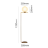 Classic Floor Lamp with antique gold right-angle metal frame and opal glass ball shade