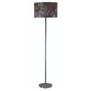LLF Flynn N Abstract Floor Lamp with nickel base and multi colour abstract printed shade