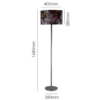 LLF Flynn N floor lamp featuring slender nickel stand and bold abstract fabric shade