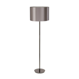 LLF Flynn N Taupe contemporary floor lamp styled in warm modern living room interior setting