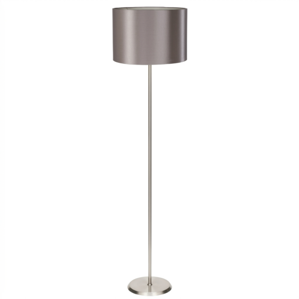LLF Flynn N Taupe contemporary floor lamp styled in warm modern living room interior setting
