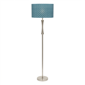 LLF Marilyn Blue contemporary floor lamp styled in modern living room interior setting