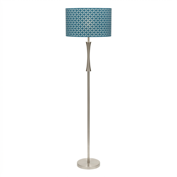 LLF Marilyn Blue contemporary floor lamp styled in modern living room interior setting