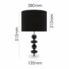 LLT Allsorts lamp featuring black glass base and black fabric drum shade