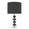 LLT Allsorts Black Glass Table Lamp with chrome base and drum shade