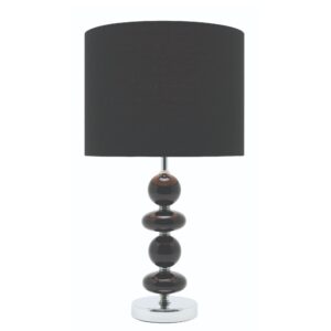 LLT Allsorts Black Glass Table Lamp with chrome base and drum shade
