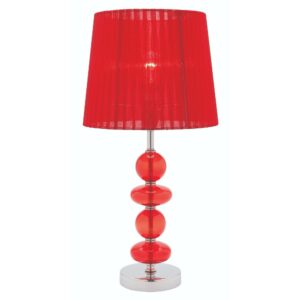 LLT Allsorts Red Table Lamp with chrome base and red glass body