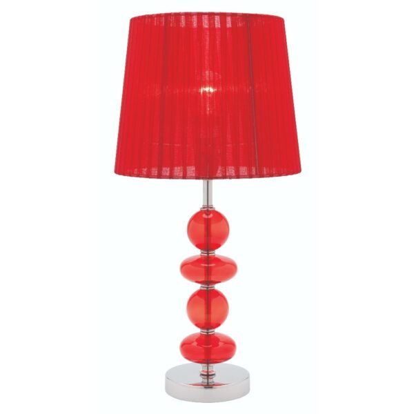 LLT Allsorts Red Table Lamp with chrome base and red glass body