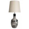 Refined architectural pottery lamp with a white fabric shade