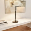 LLT Black Kardinia Linen Sand Table Lamp with matte black base