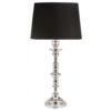 Refined architectural metal lamp with black tapered fabric shade
