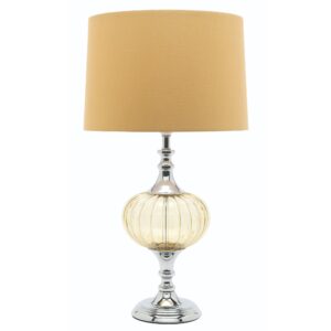Chrome and yellow glass table lamp with soft yellow shade