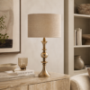 LLT Callia Pewter Linen Sand Table Lamp with classic silhouette
