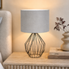 LLT Capri Black Cloud Table Lamp with black wire base and grey shade