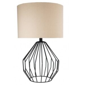 Scandinavian bedside lamp with geometric black base
