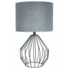Refined architectural metal lamp with grey velvet fabric shade
