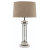 Elegant table lamp with sand textured shade and shiny nickel base