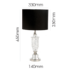 Elegant crystal table lamp with shiny nickel accents