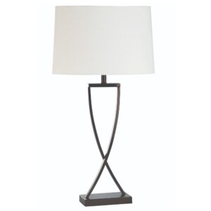 LLT Knox Deluxe White Table Lamp with black chrome crossed base