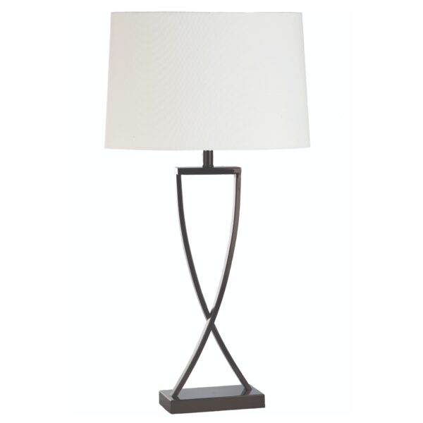 LLT Knox Deluxe White Table Lamp with black chrome crossed base