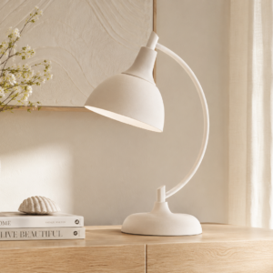 LLT Mae Cloud Table Lamp with pastel pink shade and white base