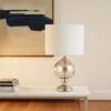 LLT Oyster Mercury White Table Lamp with silver mercury glass base