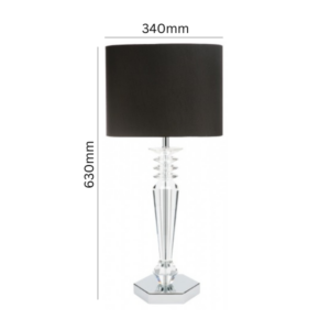 Modern polished chrome hexagonal base on a crystal lamp